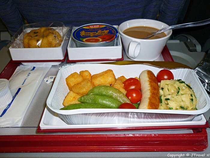 Ontbijt in het vliegtuig