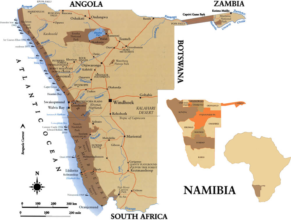 Plattegrond van Namibië