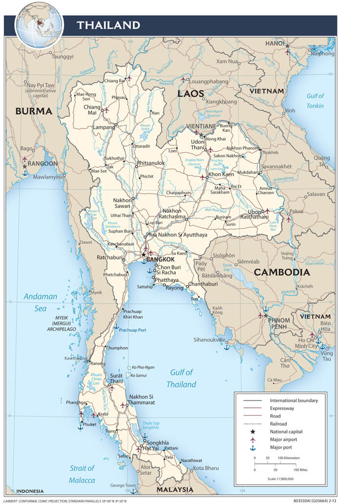 Kaart van Thailand