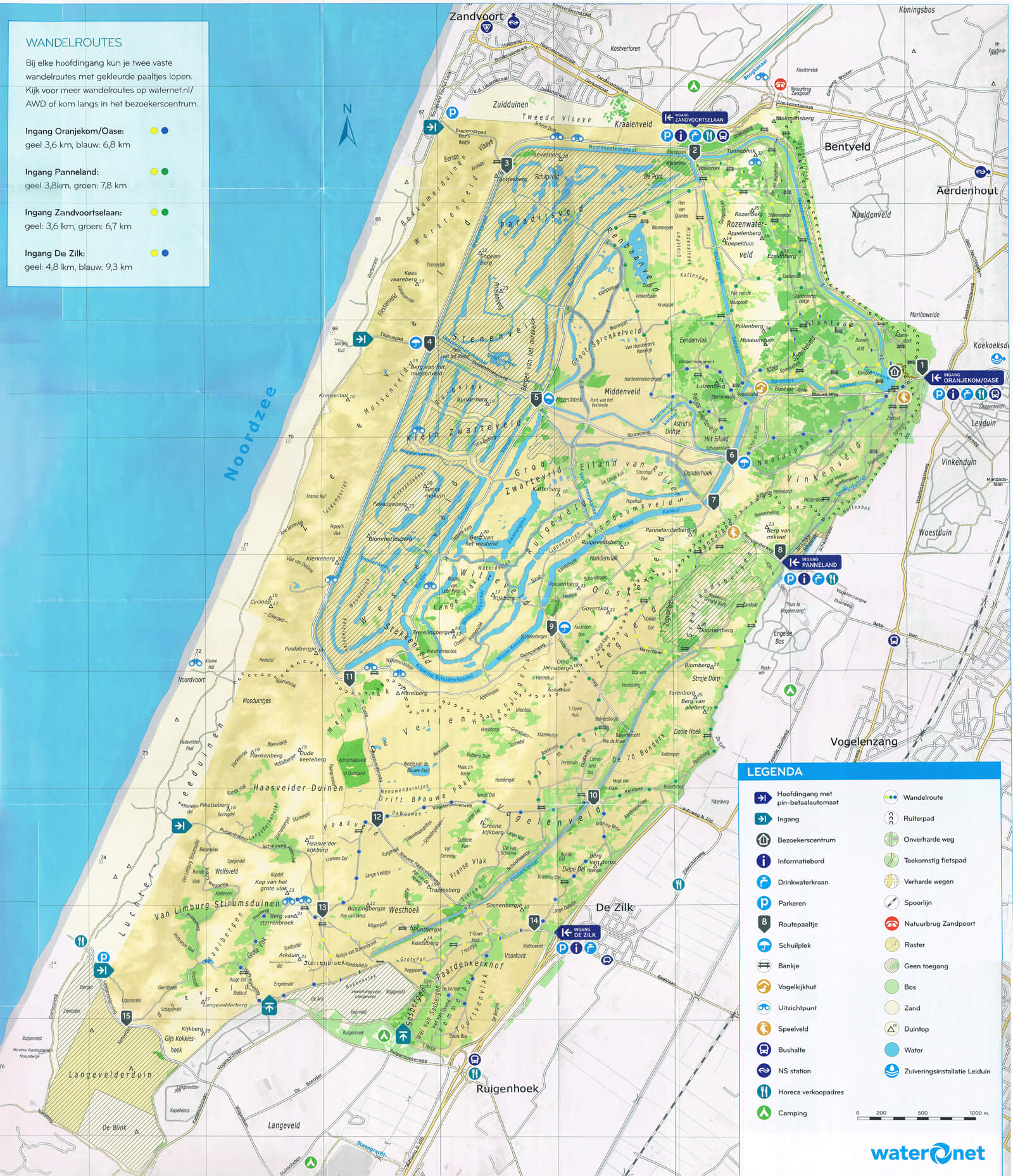 Plattegrond van de Amsterdamse Waterleidingduinen