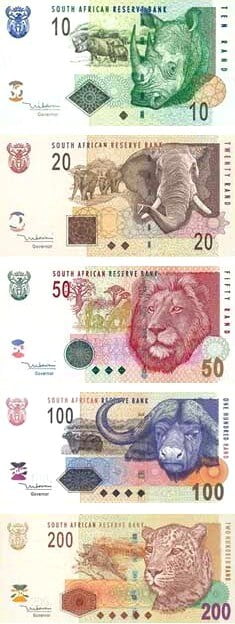 De biljetten van de Zuid-Afrikaanse rand