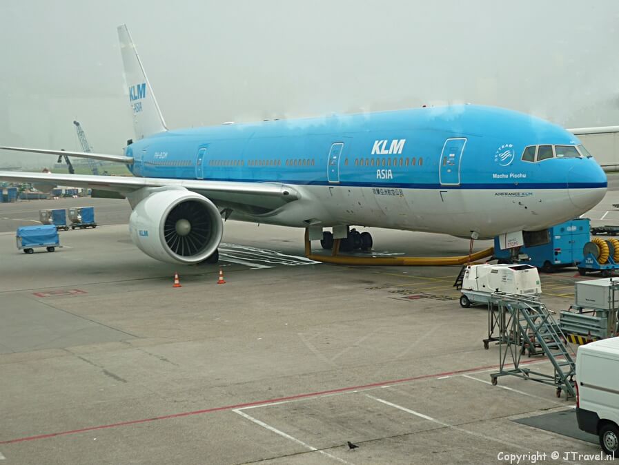 Het KLM toestel naar Kaapstad op Schiphol