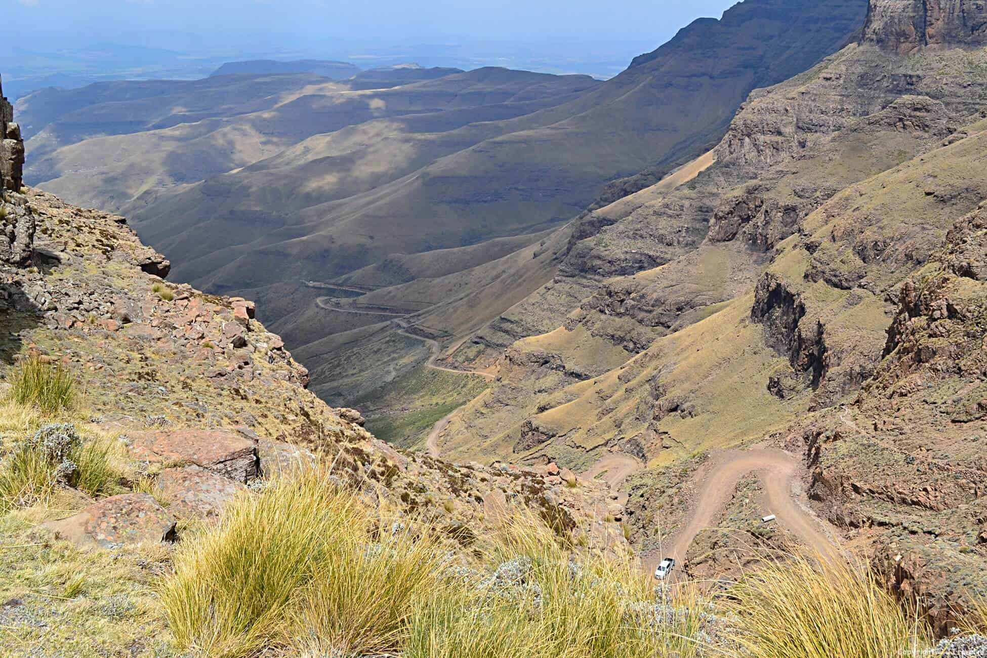 Sani Pass in de Drakensbergen in Zuid-Afrika.