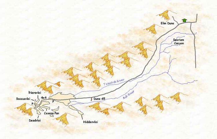 Plattegrond van de Sossusvlei