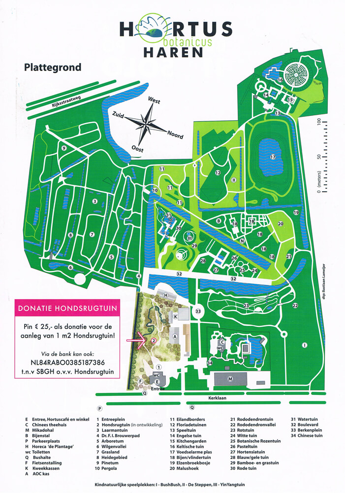 Plattegrond van de Hortus Botanicus