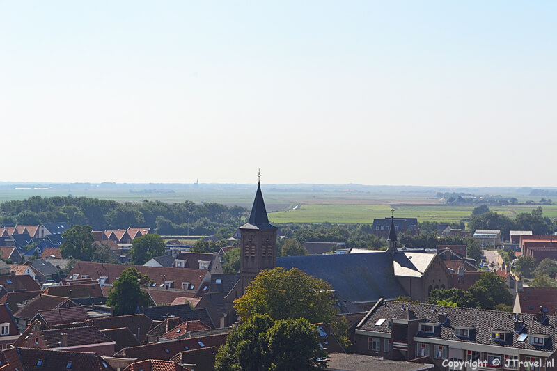 Uitzicht vanaf de toren van de Burghtkerk in Den Burg
