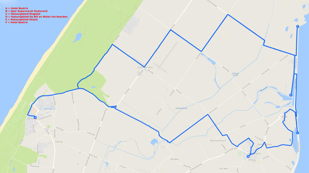 Route dag 6 Texel 2017