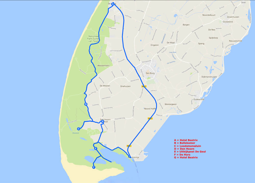 Route dag 8 Texel 2017