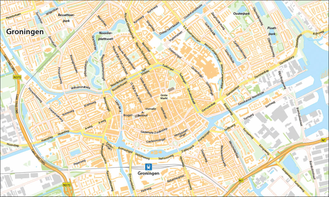 Plattegrond van de stad Groningen
