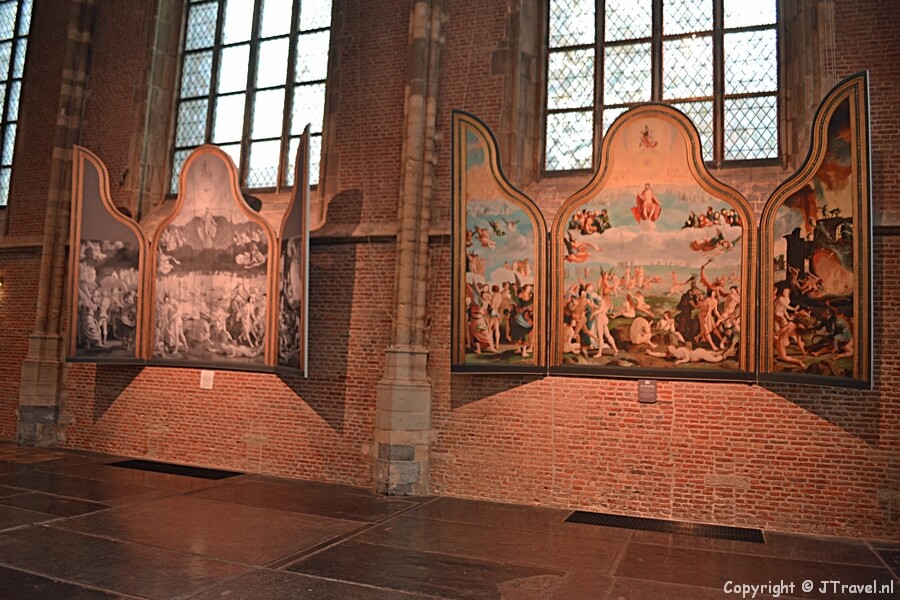 Het schilderij โHet laatste oordeelโ van Lucas van Leyden in de Pieterskerk in Leiden