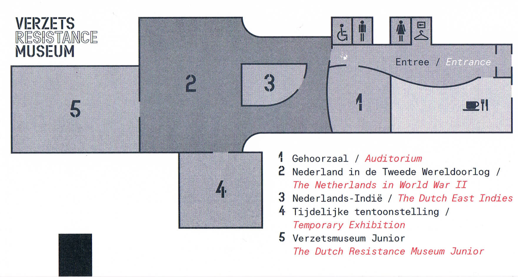 Plattegrond van het Verzetsmuseum in Amsterdam