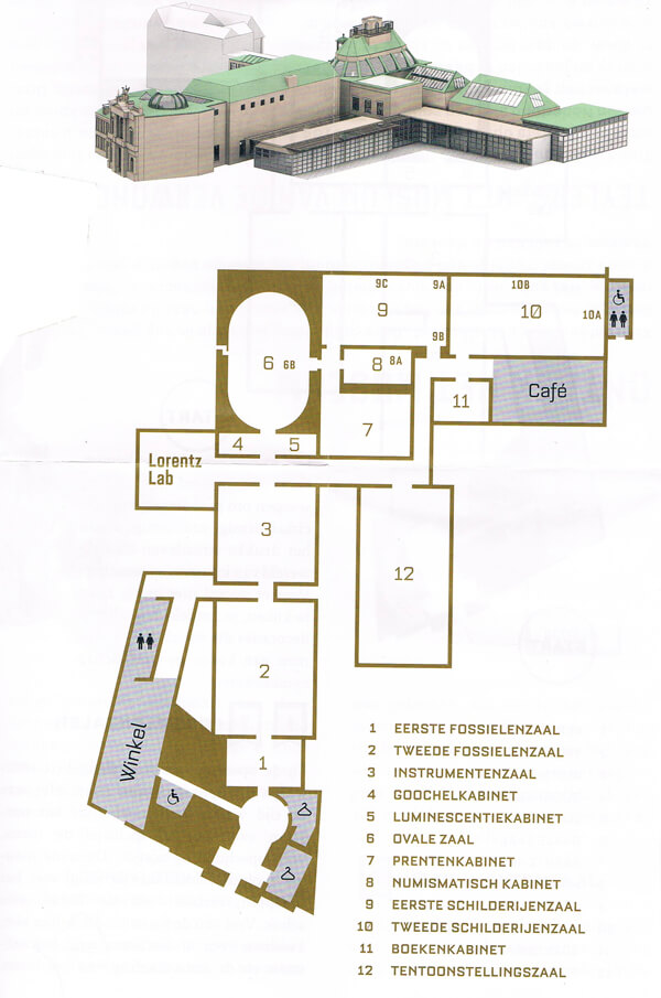 Plattegrond van het Teylers Museum in Haarlem