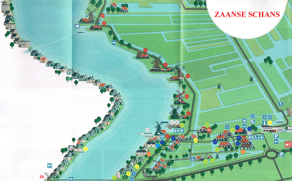 Plattegrond van de Zaanse Schans in Zaandam