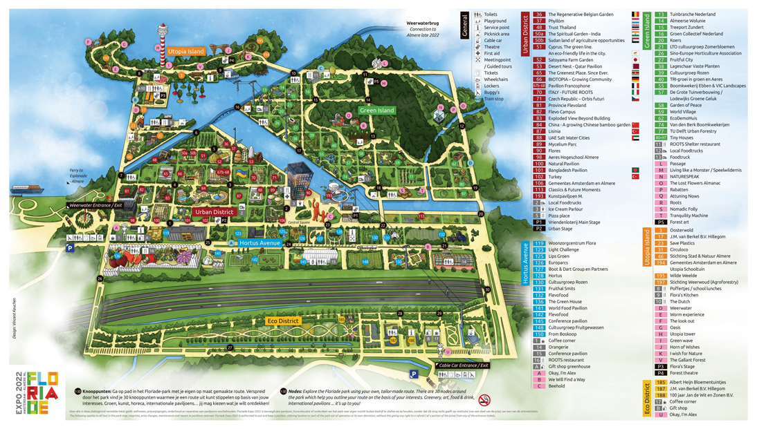 De plattegrond van de Floriade Expo 2022 in Almere