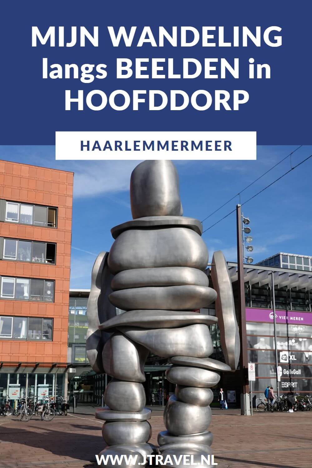Ik maakte een korte wandeling langs acht kunstwerken in het centrum van Hoofddorp en de Bijbelse Tuin achter de RK-kerk Johannes de Doper aan de Kruisweg. Wandelt u mee? #beeldenroute #hoofddorp #haarlemmermeer #wandelen #jtravel #jtravelblog