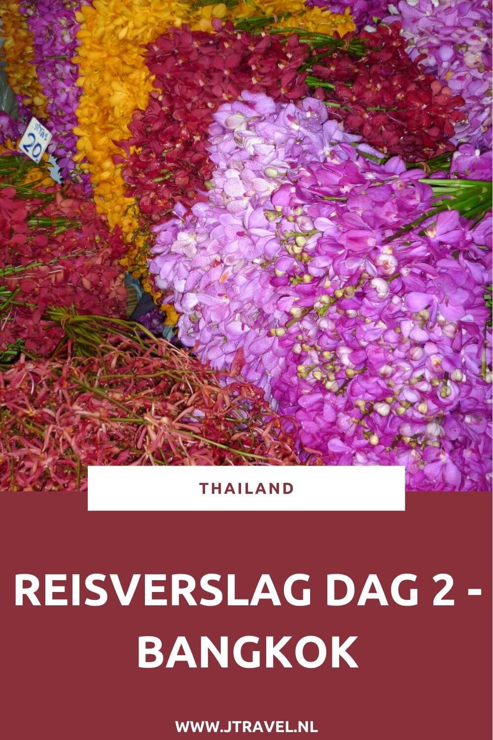 Op dag 2 van mijn 16-daagse groepsrondreis door Thailand kwam ik aan in Bangkok met 's middags een boottocht door de klongs en een bezoek aan de bloemenmarkt. Alles over de tweede dag van mijn reis door Thailand lees je hier. Lees je mee? #Thailand #bangkok #boottocht #klongs #bloemenmarkt #reisverslag #jtravel #jtravelblog