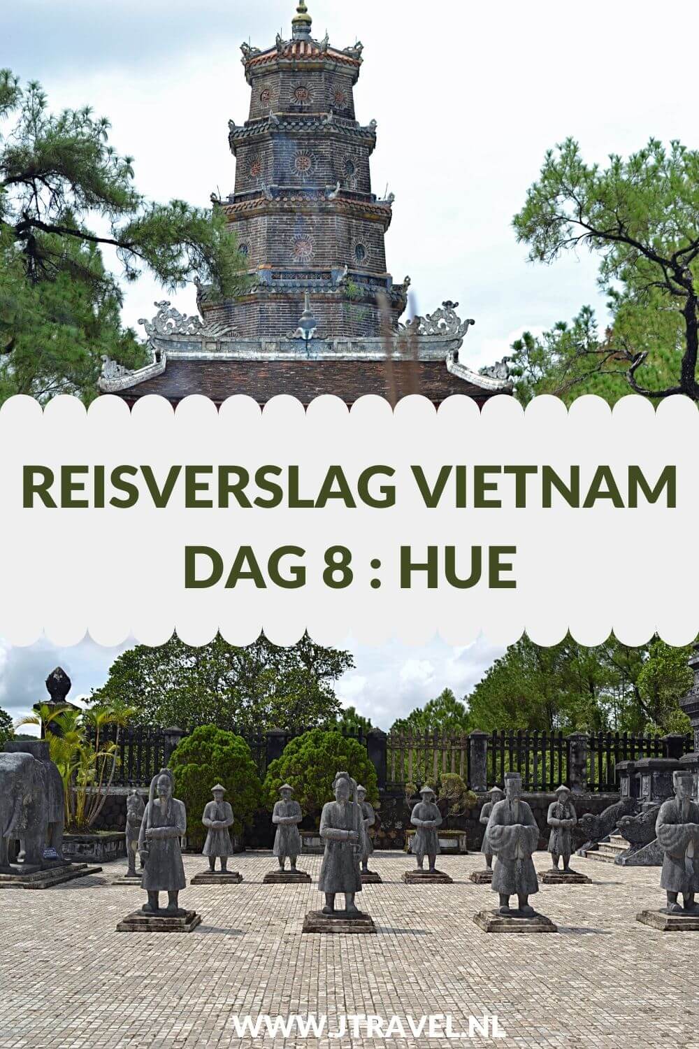 Op dag 8 van mijn 21-daagse groepsrondreis door Vietnam maakte ik een mooie boottocht naar de Thien Mu Pagode bij Hué. Ook bij Hué bezocht ik de Verboden Stad en het Mausoleum. Alles over de achtste dag van mijn reis door Vietnam lees je hier. Lees je mee? #vietnam #hue #boottocht #verbodenstad #mausoleum #thienmupagode #reisverslag #jtravel #jtravelblog