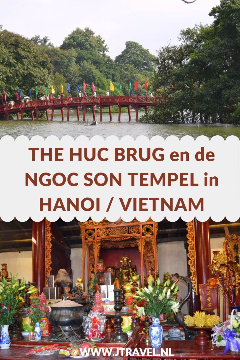 De Huc Brug ligt over het Hoan Kiemmeer in het centrum van Hanoi. The Huc is een rode houten boogbrug met de poëtische naam 'de plaats waar het licht van de ochtendzon rust'. Meer lezen over The Huc Brug en de Ngoc Son tempel in Hanoi doe je op mijn website. Lees je mee? #thehucbrug #ngocsontempel #hanoi #vietnam #jtravel #jtravelblog De Huc Brug ligt over het Hoan Kiemmeer in het centrum van Hanoi. The Huc is een rode houten boogbrug met de poëtische naam 'de plaats waar het licht van de ochtendzon rust'. Meer lezen over The Huc Brug en de Ngoc Son tempel in Hanoi doe je op mijn website. Lees je mee? #thehucbrug #ngocsontempel #hanoi #vietnam #jtravel #jtravelblog
