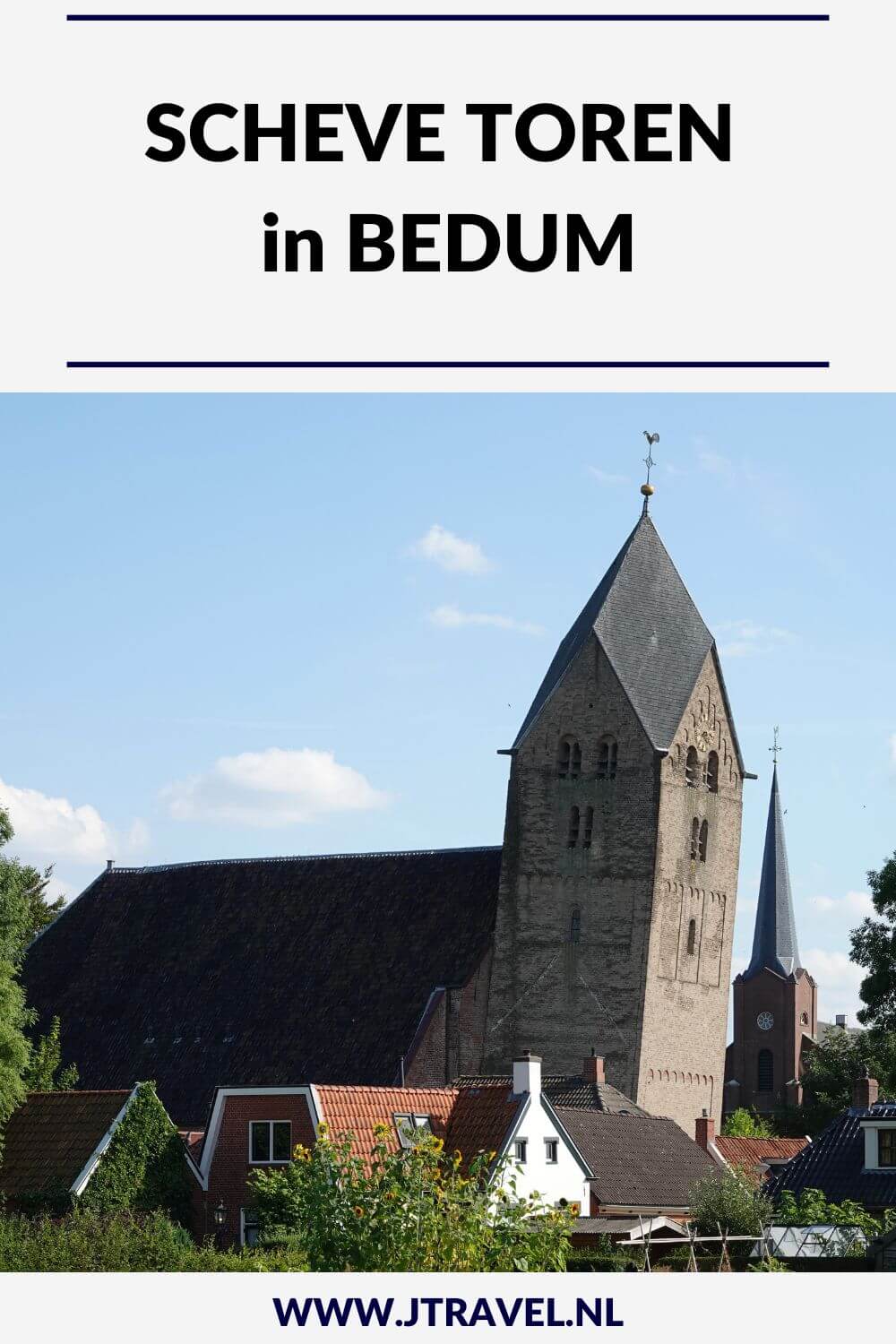 Ken je de Scheve Toren in Bedum? Deze mooie toren van de Walfriduskerk/Hervormde kerk staat in Bedum in de provincie Groningen. De Scheve Toren in Bedum is de scheefste toren van Nederland. De Scheve Toren staat schever dan de toren van Pisa/Italië. Meer lees je in dit artikel, #schevetoren #schaivetoren #bedum #jtravel #jtravelblog
