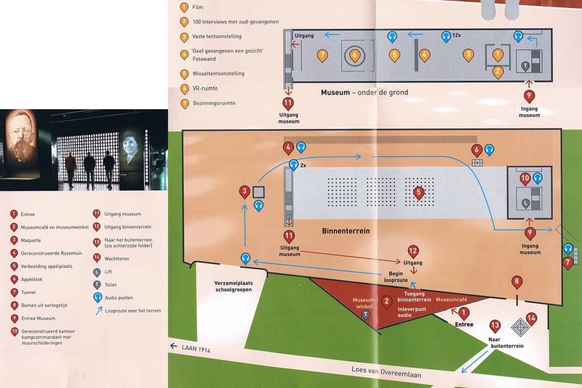 Plattegrond van het binnenterrein van Nationaal Monument Kamp Amersfoort