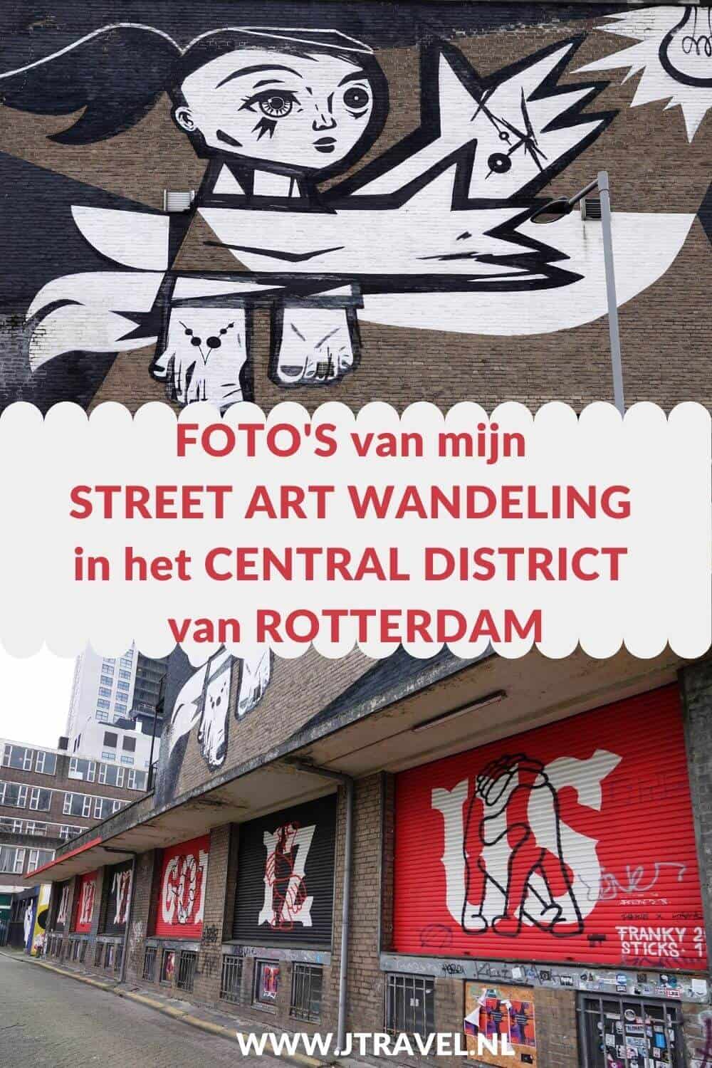Ik maakte een wandeling langs de vele street art werken in het Central District van Rotterdam. In dit artikel zie je de foto's die ik tijdens mijn street art wandeling in het Central DIstrict van Rotterdam maakte. #streetart #streetartrotterdam #rotterdam #jtravel #jtravelblog #fotos