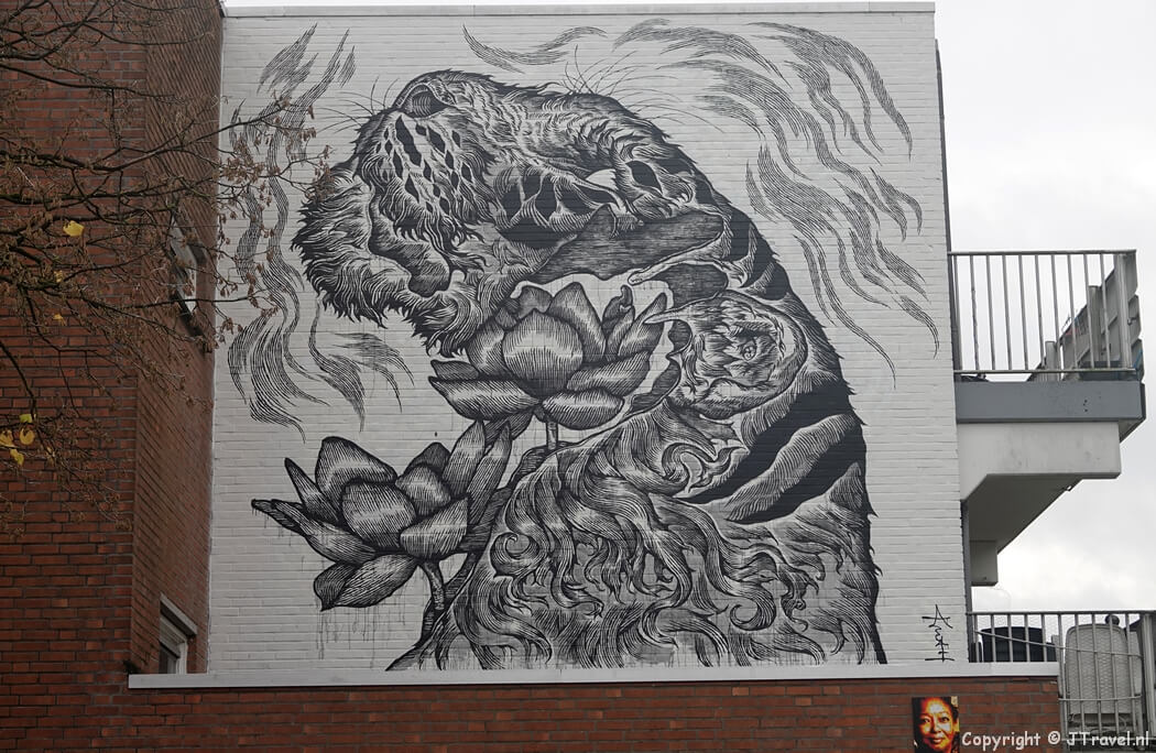 Street art van Kristopher Ho tijdens mijn street art wandeling in de Rotterdamse wijk Beverwaard