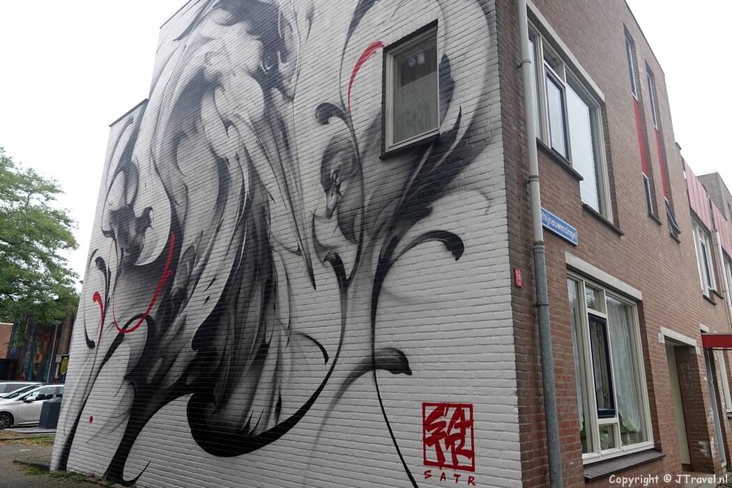 Street art van Satr tijdens mijn street art wandeling in de Rotterdamse wijk Beverwaard
