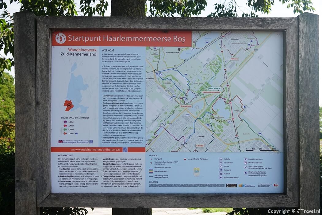 Startpunt Haarlemmermeerse Bos in Hoofddorp tijdens de Plesmanwandelroute in Hoofddorp