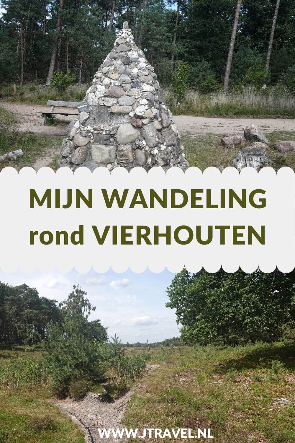 Ik maakte een wandeling rond Vierhouten vanuit het centrum van Vierhouten, door het Vierhouterbos naar Elspeet en via de Elspeetse Heide terug naar Vierhouten. Een mooie wandeling over de Veluwe door een oud bos en over uitgestrekte heidevelden. #wandelen #groenewissel #vierhouten #jtravelblog #jtravel