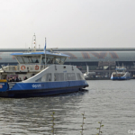 De gratis pont tussen het Centraal Station over het IJ naar Amsterdam Noord in april 2018<br>Copyright © JTravel.nl De gratis pont tussen het Centraal Station over het IJ naar Amsterdam Noord in april 2018 / Copyright © JTravel.nl