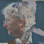 Muurschildering op de NDSM werf in Amsterdam Noord van de overleden burgemeester van Amsterdam Eberhard van der Laan<br/>Copyright © JTravel.nl Muurschildering op de NDSM werf in Amsterdam Noord van de overleden burgemeester van Amsterdam Eberhard van der Laan / Copyright © JTravel.nl