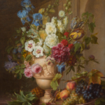 Het schilderij 'Bloemen in een albasten vaas en vruchten op een marmeren blad', 1781 van Gerard van Spaendonck, Het Noordbrabants Museum, Den Bosch tijdens de tentoonstelling 'Nederlanders in Parijs 1789-1914' in het Van Gogh Museum in Amsterdam Het schilderij 'Bloemen in een albasten vaas en vruchten op een marmeren blad', 1781 van Gerard van Spaendonck, Het Noordbrabants Museum, Den Bosch tijdens de tentoonstelling 'Nederlanders in Parijs 1789-1914' in het Van Gogh Museum in Amsterdam