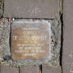Stolperstein voor Sophia de Leeuw-Brandes in Hoogeveen tijdens de 24e etappe van het Westerborkpad / Copyright JTravel.nl Stolperstein voor Sophia de Leeuw-Brandes in Hoogeveen tijdens de 24e etappe van het Westerborkpad / Copyright JTravel.nl