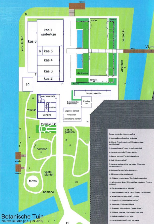 Plattegrond van de Botanische Tuin Zuidas in Amsterdam